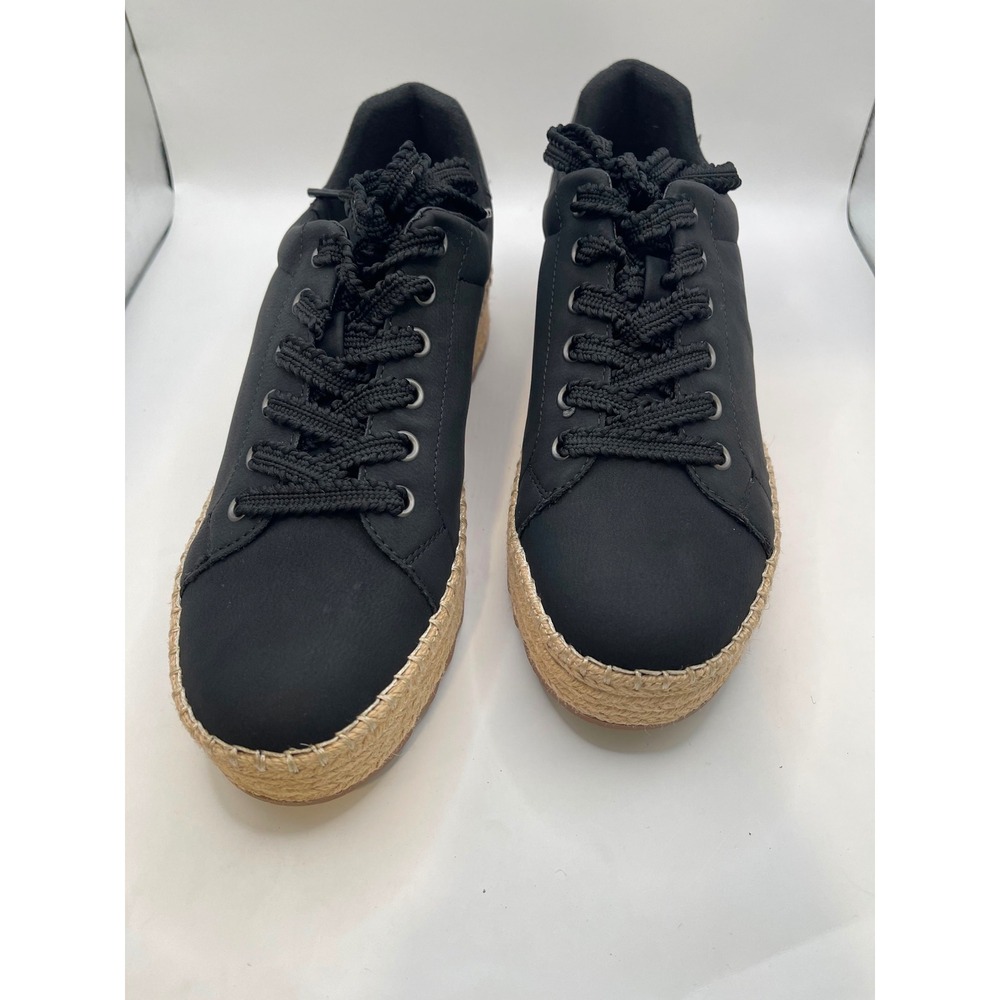 Journee Collection Cosima Black Espadrille Lace Up Platform Sneakers Womens 8 M